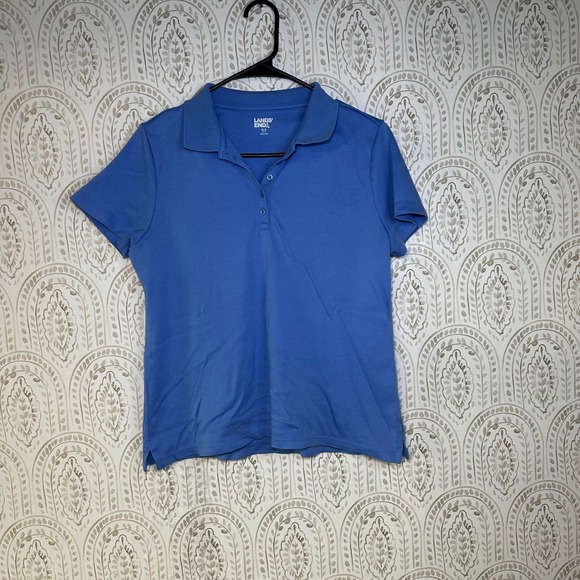 Lands End Womens Blue Short Sleeve Polo Shirt Size M 10/12 Casual Comfort - Picture 3 of 8